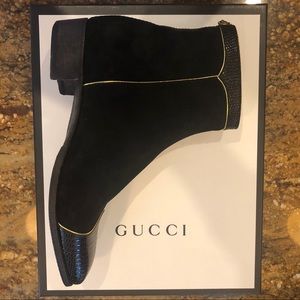 GUCCI black suede Plata side zip boots